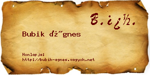 Bubik Ágnes névjegykártya